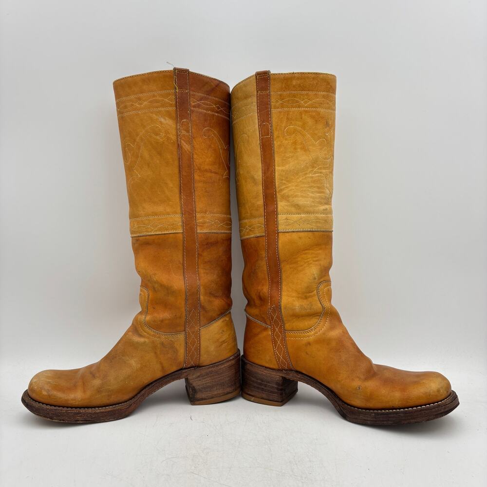 Vintage 70s Frye Black Label Campus 16" Leather Cowboy Western Boots Women's 8B - Picture 6 of 16